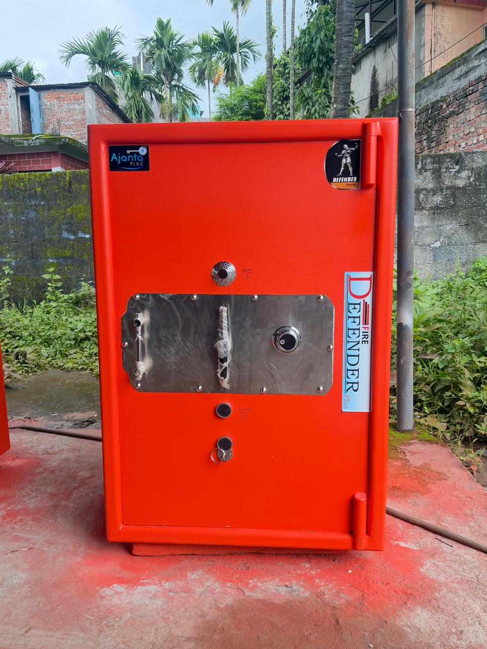 Red Ajanta Defender fire-resistant safe with reinforced front door