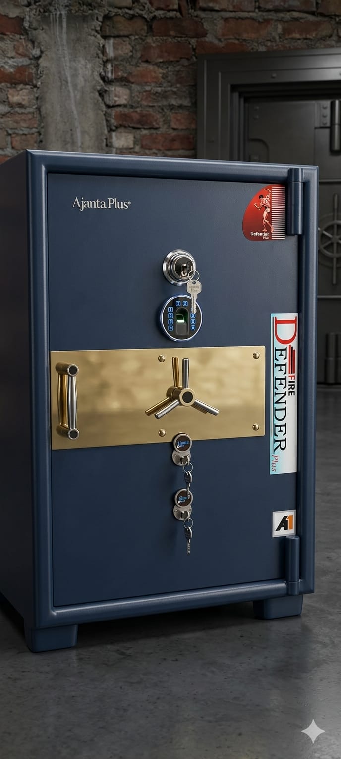 Ajanta safe with keypad, rotary locks, and reinforced dual-door front
