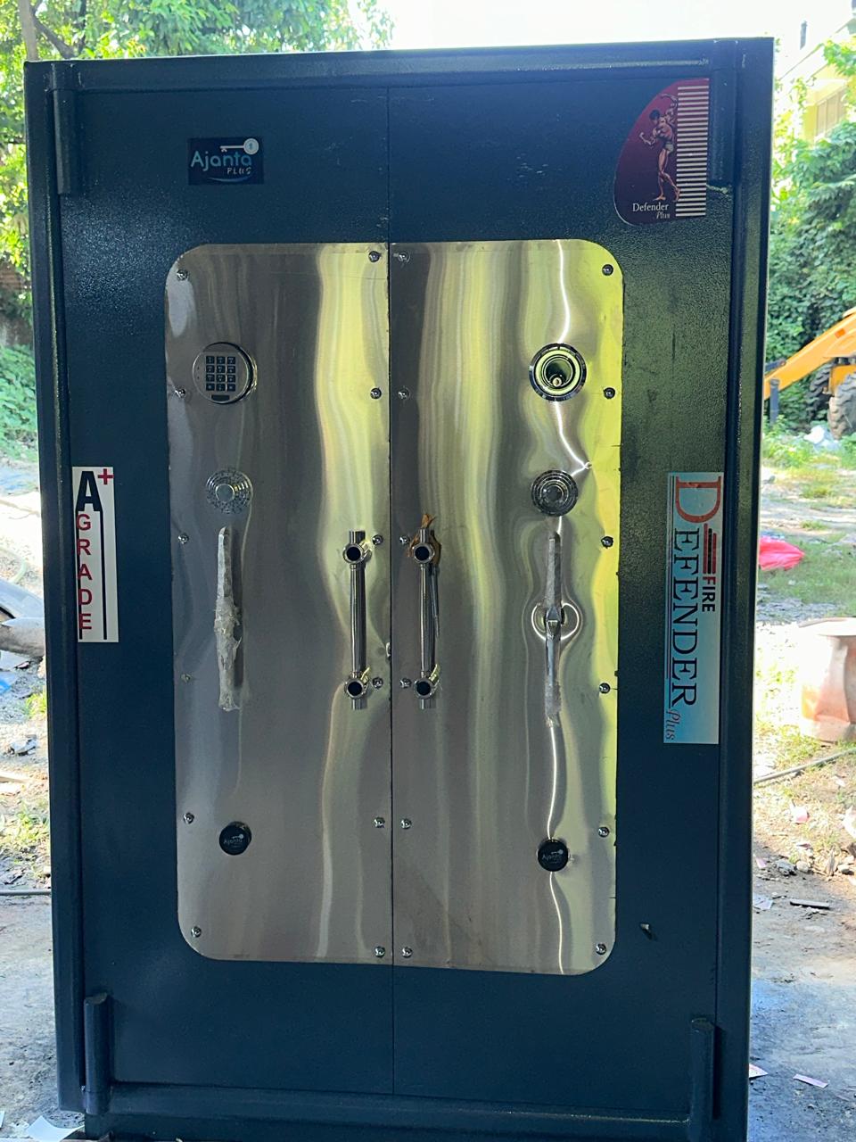 Ajanta white security safe with patterned reinforced front panel